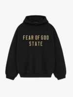 FOG Essentials black hoodie with logo, oversized fleece pullover