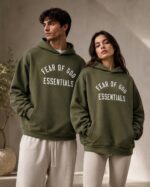 Essentials military green hoodie oversized fleece streetwear Fear of God hoodie