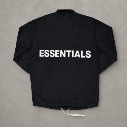 Minimalist black coach jacket by Fear of God Essentials