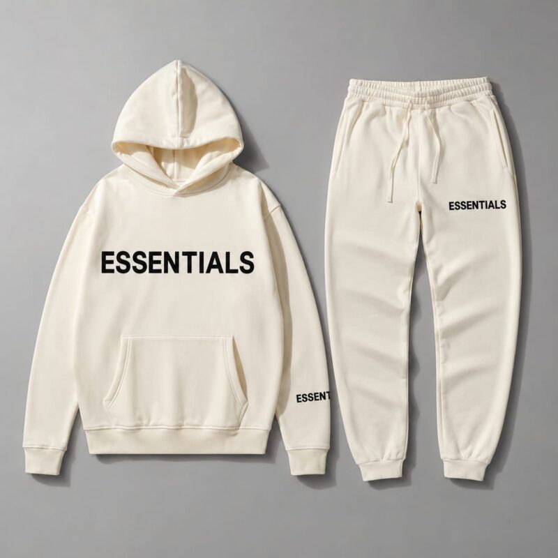 Essentials Off-White Tracksuit Hoodie and Jogger Set for Men & Women