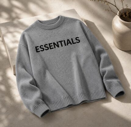Fear of God Essentials Overlapped Gray Sweater for Men & Women